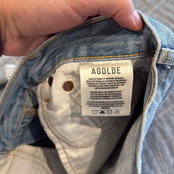 Agolde Button Fly Parker Distressed Denim Jean Shorts Size 24 Waist - Picture 7 of 8